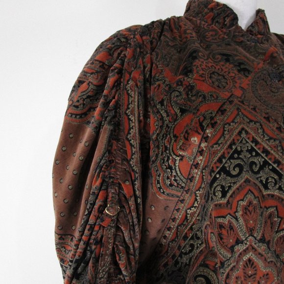 Vintage Marguerite Rubel San Francisco Velvet Jacquard Skirt Set Suit S - Picture 5 of 16